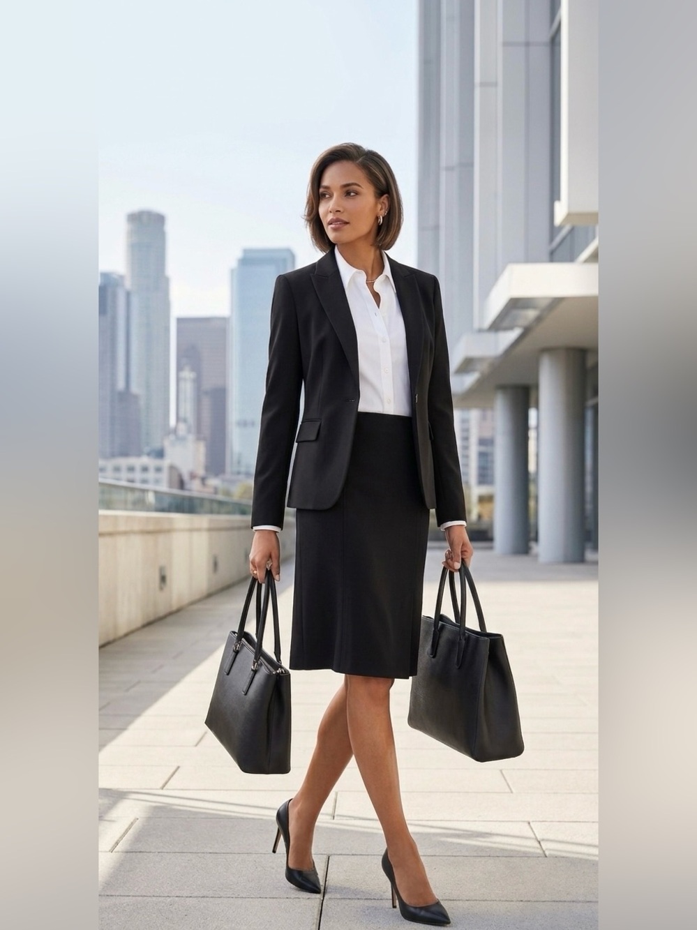 WHBM Classic Black Pencil Skirt Size 8 Professional Office Workwear Knee Length